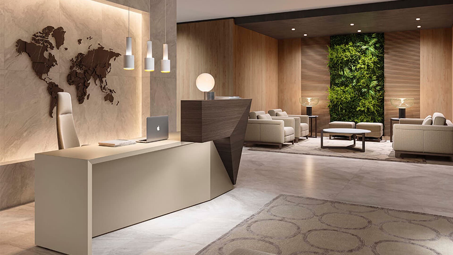 Modern law firm reception area